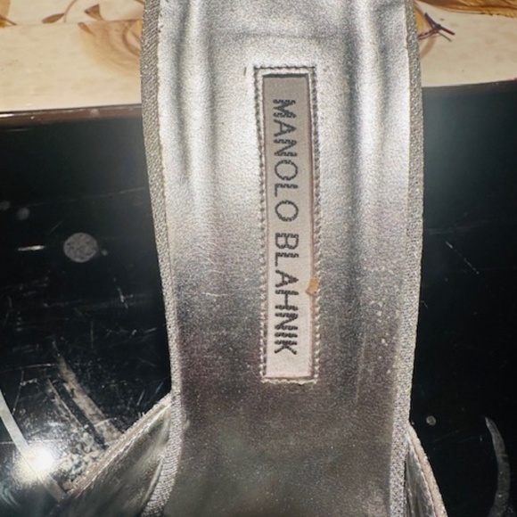 MANOLO BLAHNIK Metallic Silver Crystal Buckle CASSIADO Heel Sandals EU 41 - Picture 6 of 16